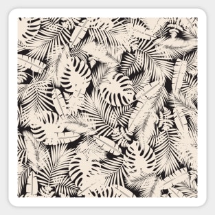 Tropical Leaves in Black and Ivory Sticker